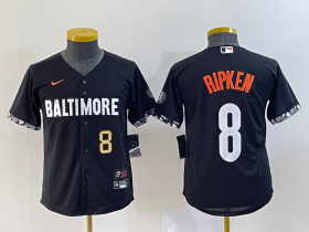 Wholesale Cheap Youth Baltimore Orioles #8 Cal Ripken Jr Number Black 2023 City Connect Cool Base Stitched Jersey