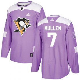 Wholesale Cheap Adidas Penguins #7 Joe Mullen Purple Authentic Fights Cancer Stitched NHL Jersey