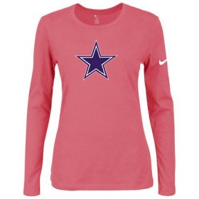 Wholesale Cheap Women\'s Nike Dallas Cowboys Of The City Long Sleeve Tri-Blend NFL T-Shirt Pink