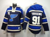 Wholesale Cheap Blues #91 Vladimir Tarasenko Navy Blue Sawyer Hooded Sweatshirt Stitched NHL Jersey