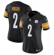 Cheap Women's Pittsburgh Steelers #2 Justin Fields Black Vapor Football Stitched Jersey(Run Small)
