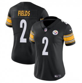 Cheap Women\'s Pittsburgh Steelers #2 Justin Fields Black Vapor Football Stitched Jersey(Run Small)