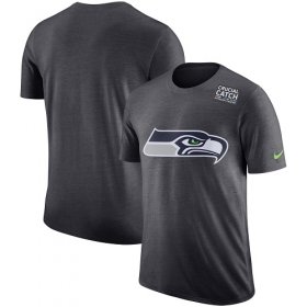 Wholesale Cheap NFL Men\'s Seattle Seahawks Nike Anthracite Crucial Catch Tri-Blend Performance T-Shirt