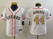 Cheap Youth Houston Astros #44 Yordan Alvarez 2023 White Gold World Serise Champions Patch Cool Base Stitched Jersey
