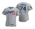 Wholesale Cheap Men's Los Angeles Dodgers #74 Kenley Jansen Gray 2020 World Series Authentic Road Flex Nike Jersey
