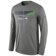 Wholesale Cheap Men's Seattle Seahawks Nike Charcoal Legend Staff Practice Long Sleeves Performance T-Shirt