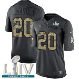 Wholesale Cheap Nike 49ers #20 Jimmie Ward Black Super Bowl LIV 2020 Men\'s Stitched NFL Limited 2016 Salute to Service Jersey