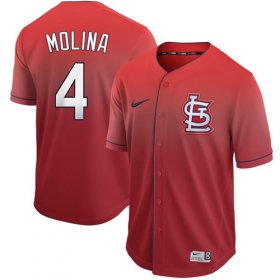 Wholesale Cheap Nike Cardinals #4 Yadier Molina Red Fade Authentic Stitched MLB Jersey