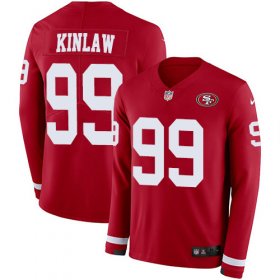 Wholesale Cheap Nike 49ers #99 Javon Kinlaw Red Team Color Men\'s Stitched NFL Limited Therma Long Sleeve Jersey