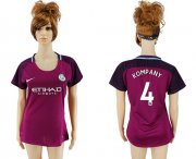 Wholesale Cheap Women's Manchester City #4 Kompany Away Soccer Club Jersey