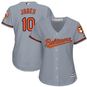 Wholesale Cheap Orioles #10 Adam Jones Grey Road Women\'s Stitched MLB Jersey