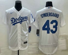 Cheap Men\'s Los Angeles Dodgers #43 Noah Syndergaard White Flex Base Stitched Baseball Jersey
