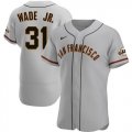 Wholesale Cheap Men's San Francisco Giants #31 LaMonte Wade Jr Grey 2021 Road Player Jersey