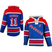 Wholesale Cheap Rangers #11 Mark Messier Blue Sawyer Hooded Sweatshirt Stitched NHL Jersey