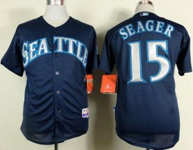 Wholesale Cheap Mariners #15 Kyle Seager Navy Blue Cool Base Stitched MLB Jersey