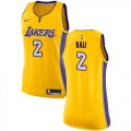 Wholesale Cheap Nike Los Angeles Lakers #2 Lonzo Ball Gold Women's NBA Swingman Icon Edition Jersey