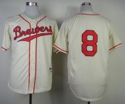 Wholesale Cheap Brewers #8 Ryan Braun Cream 1948 Turn Back The Clock Stitched MLB Jersey