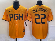 Wholesale Cheap Men's Pittsburgh Pirates #22 Andrew McCutchen Gold 2023 City Connect Stitched Jersey 1