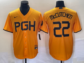 Wholesale Cheap Men\'s Pittsburgh Pirates #22 Andrew McCutchen Gold 2023 City Connect Stitched Jersey 1