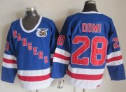 Wholesale Cheap Rangers #28 Tie Domi Blue CCM 75TH Stitched NHL Jersey
