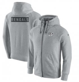 Wholesale Cheap Men\'s Cincinnati Bengals Nike Ash Gridiron Gray 2.0 Full-Zip Hoodie