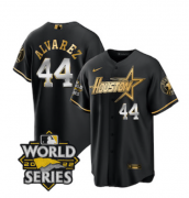 Wholesale Cheap Men's Houston Astros #44 Yordan Alvarez Black Gold 2022 World Series Stitched Baseball Jersey