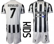 Wholesale Cheap Youth 2021-2022 Club Juventus home white 7 Adidas Soccer Jersey