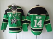 Wholesale Cheap Stars #14 Jamie Benn Green Sawyer Hooded Sweatshirt Stitched NHL Jersey