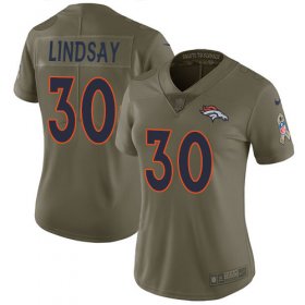 Wholesale Cheap Nike Broncos #30 Phillip Lindsay Olive Women\'s Stitched NFL Limited 2017 Salute to Service Jersey