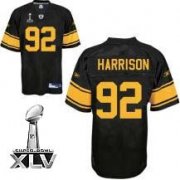 Wholesale Cheap Steelers #92 James Harrison Black With Yellow Number Super Bowl XLV Stitched NFL Jersey