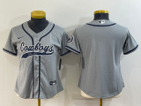 Wholesale Cheap Women's Dallas Cowboys Blank Grey With Patch Cool Base Stitched Baseball Jersey