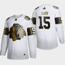 Wholesale Cheap Chicago Blackhawks #15 Jonathan Toews Men\'s Adidas White Golden Edition Limited Stitched NHL Jersey