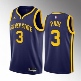 Wholesale Cheap Men\'s Golden State Warriors #3 Chris Paul Navy Statement Edition Stitched Basketball Jersey