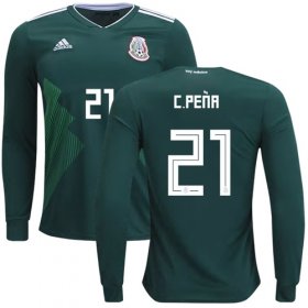 Wholesale Cheap Mexico #21 C.Pena Home Long Sleeves Soccer Country Jersey