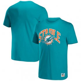 Wholesale Cheap Men\'s Miami Dolphins x Staple Aqua Logo Lockup T-Shirt