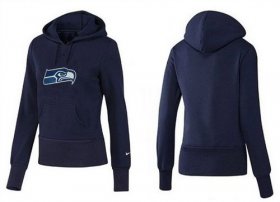 Wholesale Cheap Women\'s Seattle Seahawks Logo Pullover Hoodie Blue