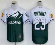 Wholesale Men's Colorado Rockies #23 Kris Bryant Green 2022 City Connect Cool Base Stitched Jersey