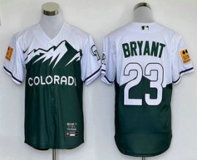 Wholesale Men\'s Colorado Rockies #23 Kris Bryant Green 2022 City Connect Cool Base Stitched Jersey