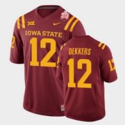 Wholesale Cheap Men Iowa State Cyclones #12 Hunter Dekkers 2021 Fiesta Bowl Cardinal College Football Jersey