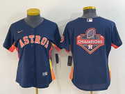 Wholesale Cheap Women's Houston Astros Navy Blue Champions Big Logo With Patch Stitched MLB Cool Base Nike Jersey