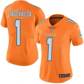 Wholesale Cheap Nike Dolphins #1 Tua Tagovailoa Orange Women\'s Stitched NFL Limited Rush Jersey