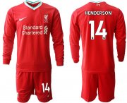 Wholesale Cheap Men 2020-2021 club Liverpool home long sleeves 14 red Soccer Jerseys