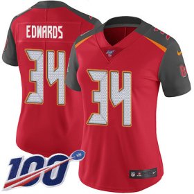 Wholesale Cheap Nike Buccaneers #34 Mike Edwards Red Team Color Women\'s Stitched NFL 100th Season Vapor Untouchable Limited Jersey