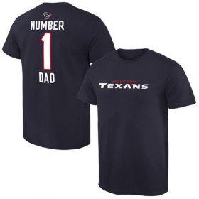 Wholesale Cheap Men\'s Houston Texans Pro Line College Number 1 Dad T-Shirt Navy