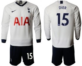 Wholesale Cheap Tottenham Hotspur #15 Dier Home Long Sleeves Soccer Club Jersey