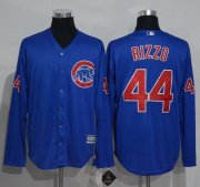 Wholesale Cheap Cubs #44 Anthony Rizzo Blue New Cool Base Long Sleeve Stitched MLB Jersey