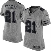 Wholesale Cheap Nike Cowboys #21 Ezekiel Elliott Gray Women's Stitched NFL Limited Gridiron Gray Jersey