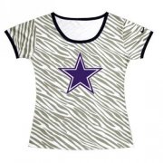 Wholesale Cheap Women's Dallas Cowboys Sideline Legend Authentic Logo Zebra Stripes T-Shirt
