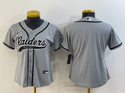 Wholesale Cheap Women's Las Vegas Raiders Blank Grey With Patch Cool Base Stitched Baseball Jersey