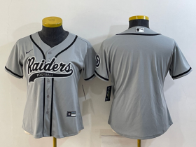 Wholesale Cheap Women\'s Las Vegas Raiders Blank Grey With Patch Cool Base Stitched Baseball Jersey